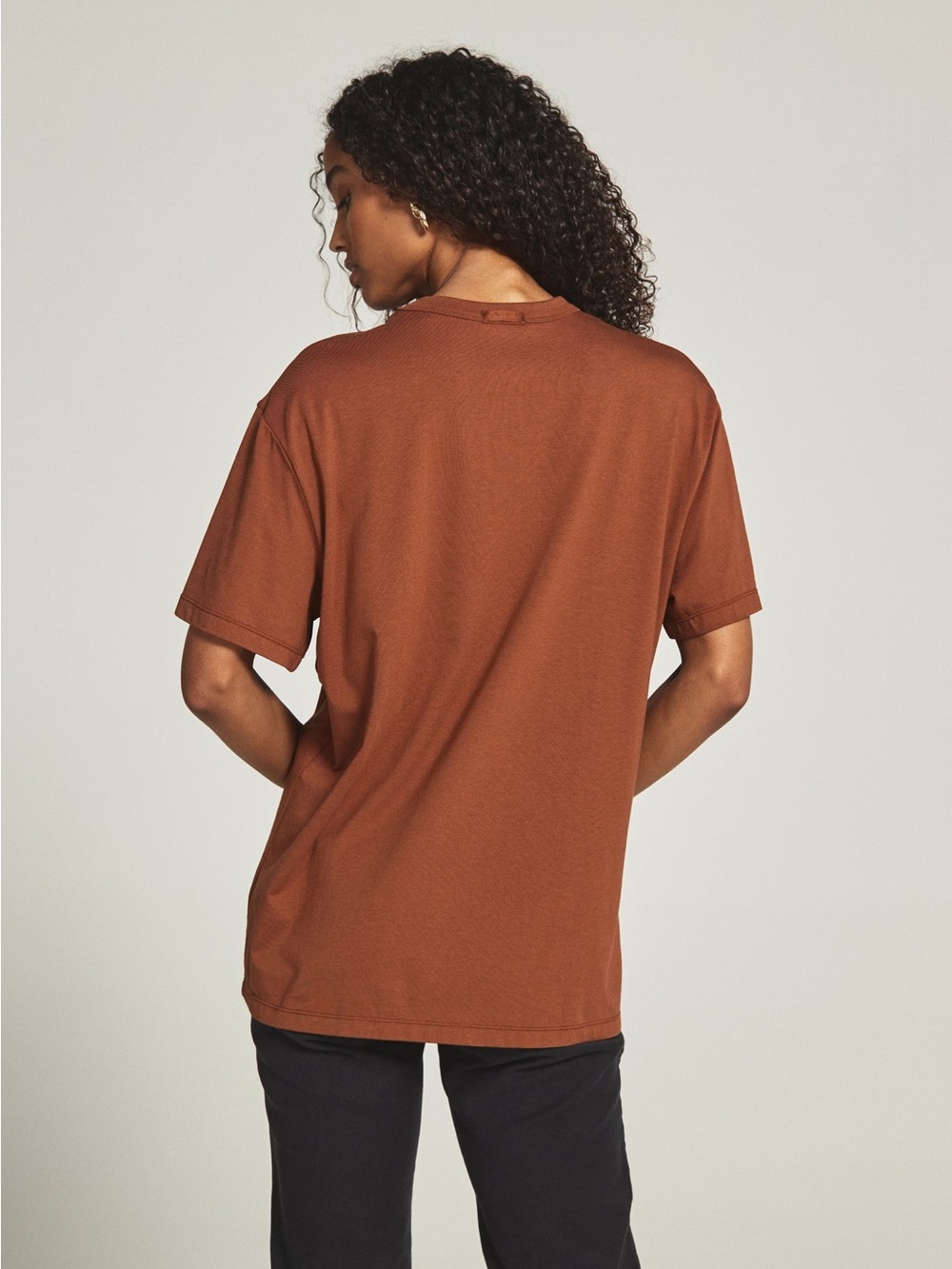 7 Diamonds Modal Boyfriend Tee Auburn Brown Oversized Soft Stretch T-Shirt - XL - Picture 2 of 7